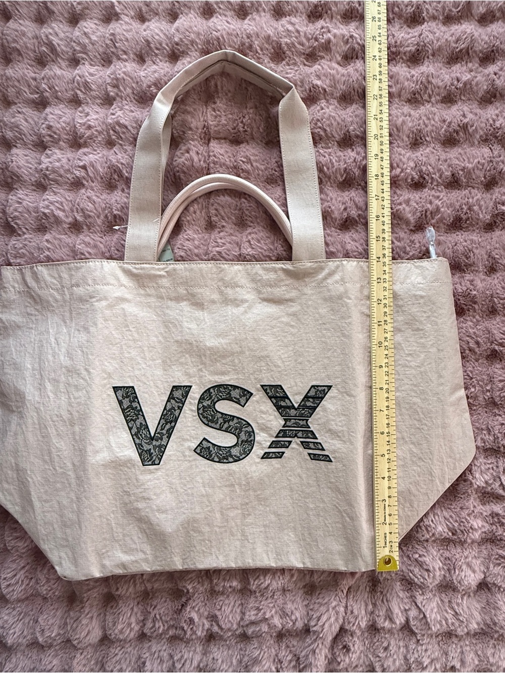 Victoria's Secret VSX Large Light Pink Logo Tote Bag Gym Travel Weekender - Picture 8 of 11